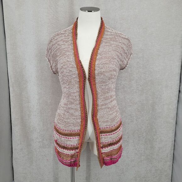 Chico's Color Pop Multicolor Knit Longline Cardigan Orange Pink Plus Size - Picture 4 of 16